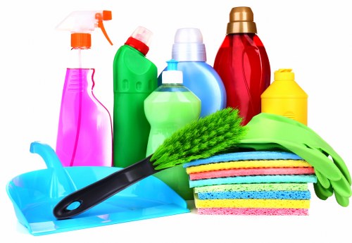 Professional cleaning team in action at a rental property