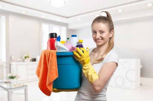 Cleaners organizing a tidy living space in Melton